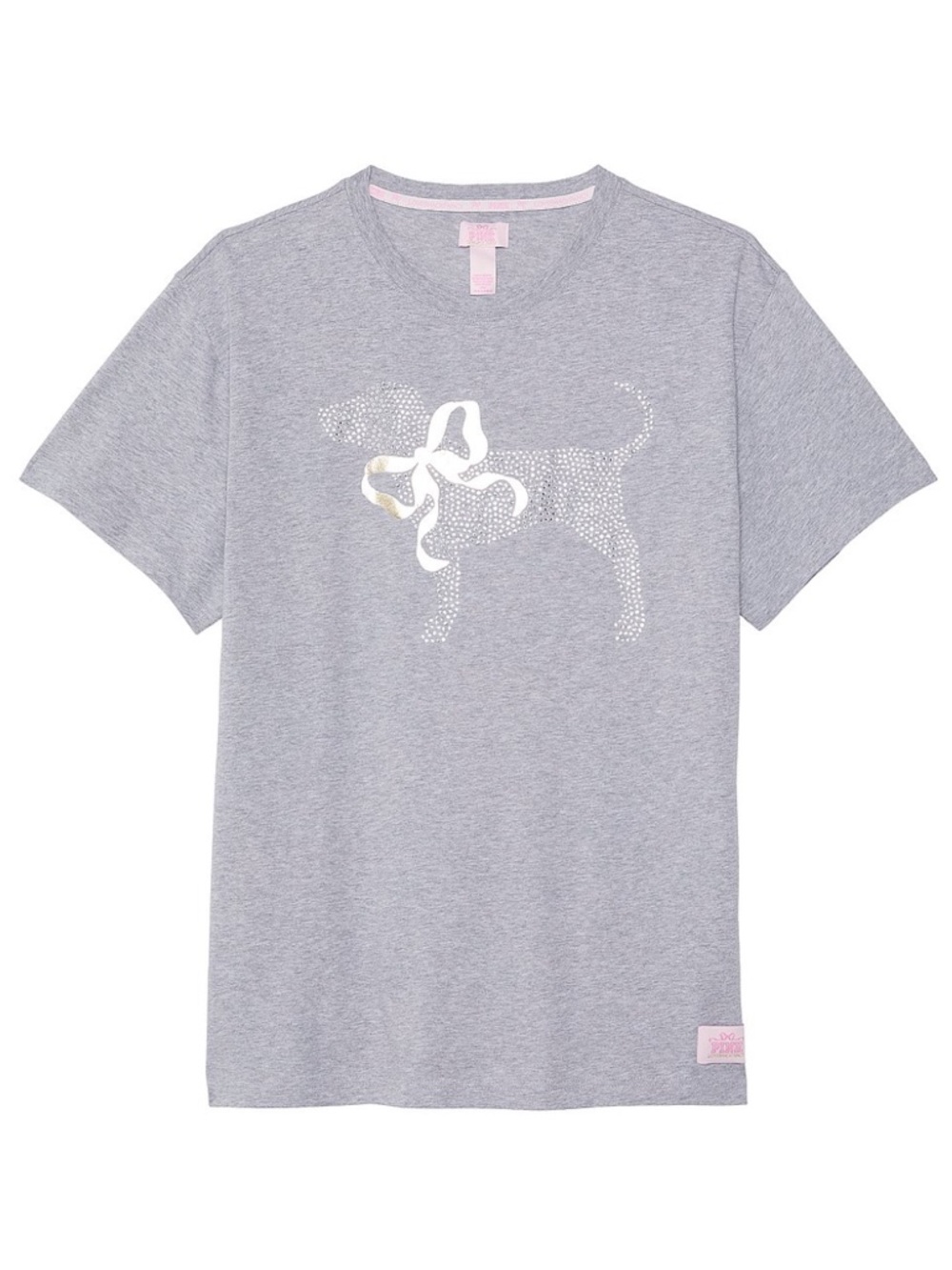NWT Victoria’s Secret Pink x LoveShackFancy Campus Cotton Tee Bling Grey S